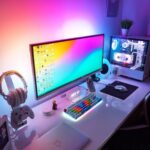 Ảnh Góc gaming trắng tinh khôi phối màu cầu vồng tuyệt hảo