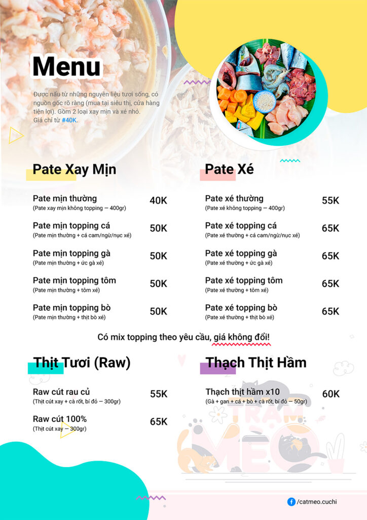 Menu tham khảo thức ăn tươi cho mèo